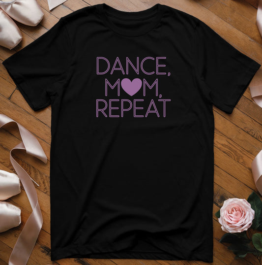 Dance, Mom, Repeat (retro font) T-Shirt - Dance Mom Essentials